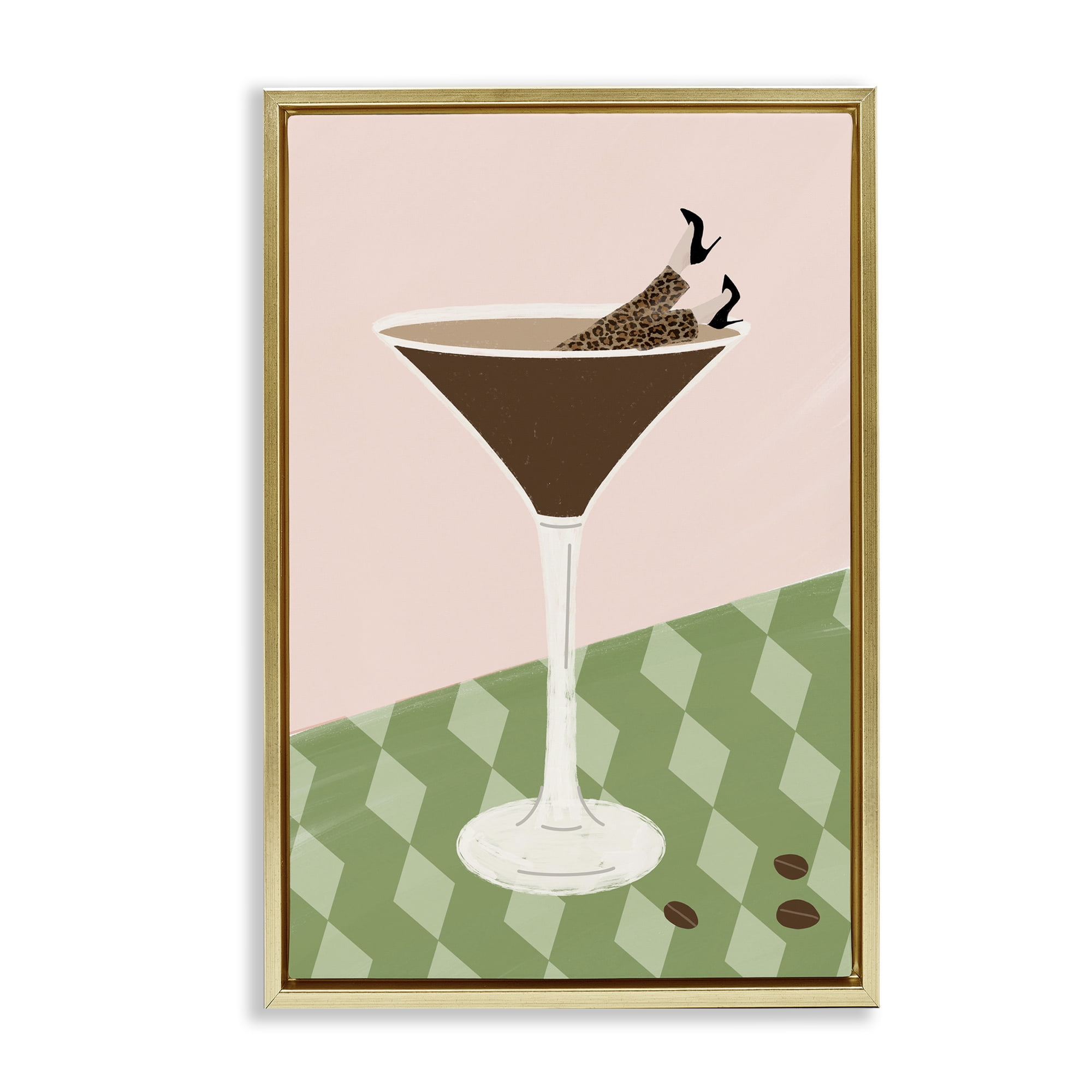 Stupell Industries Glam Martini Splash Gold Framed Floater Canvas Wall Art, design by Emily Navas