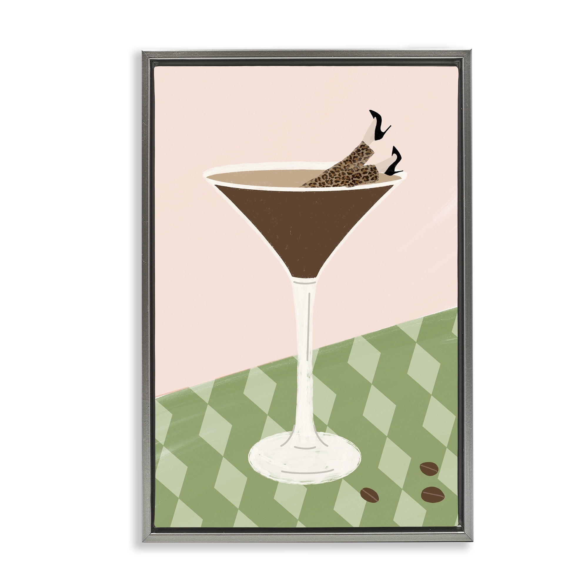 Stupell Industries Glam Martini Splash Gray Framed Floater Canvas Wall Art, design by Emily Navas