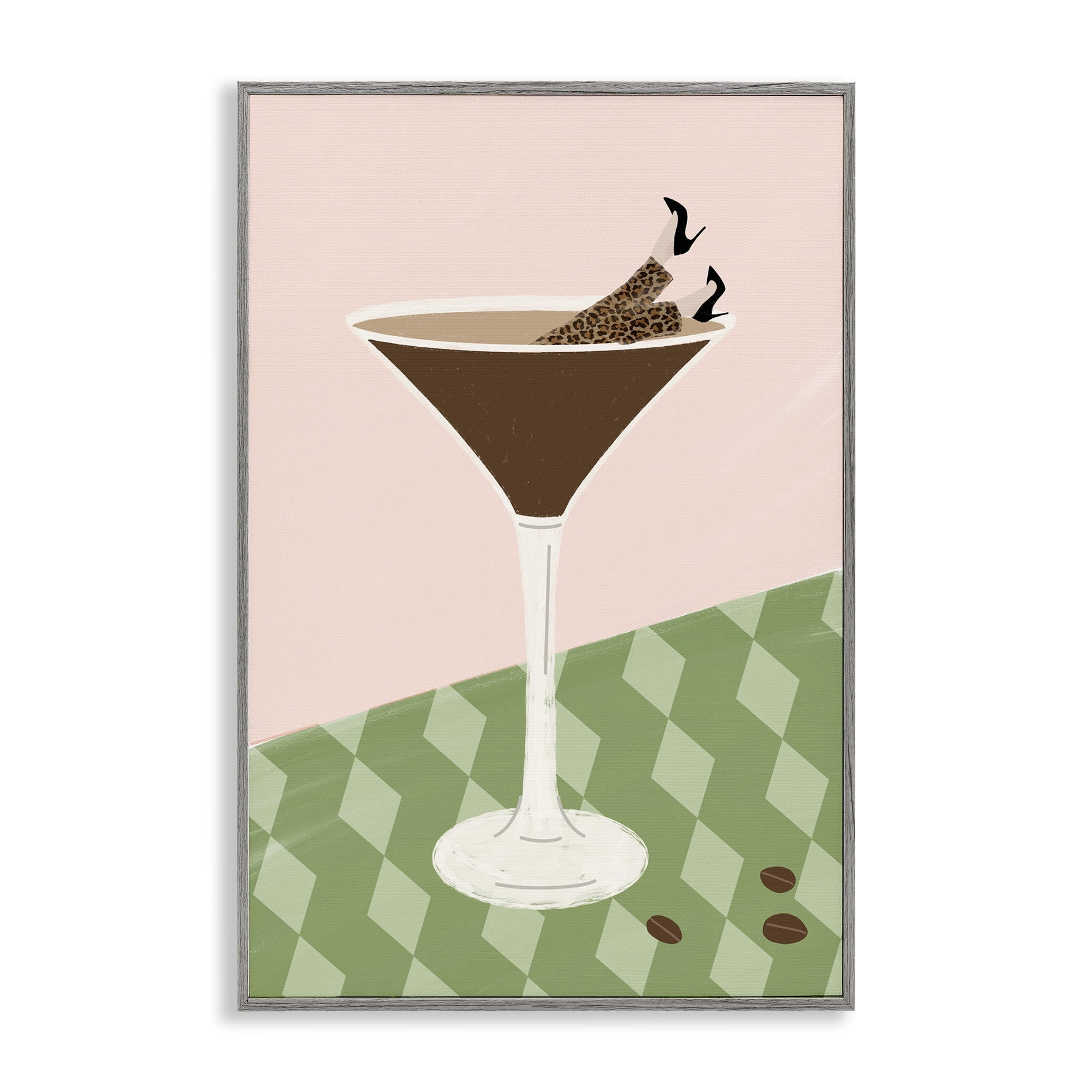 Stupell Industries Glam Martini Splash Gray Framed Giclee Art, design by Emily Navas