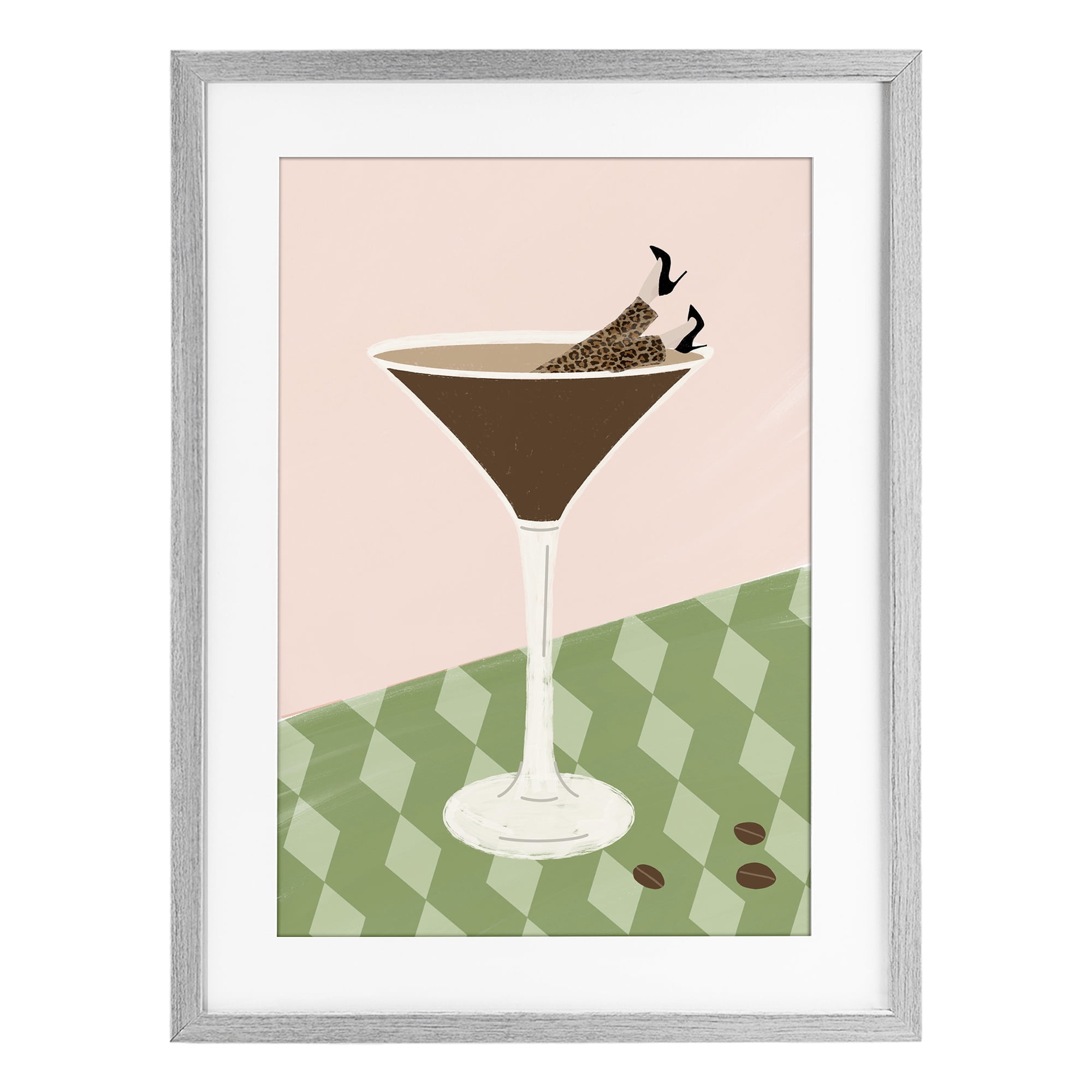 Stupell Industries Glam Martini Splash Gray Framed Print Under Glass, design by Emily Navas