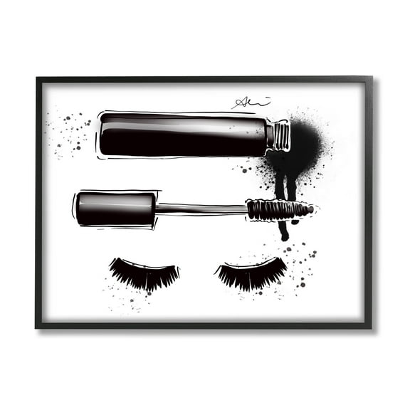 Stupell Industries Glam Mascara Lashes Makeup Graphic Art Black Framed Art Print Wall Art, Design by Alison Petrie