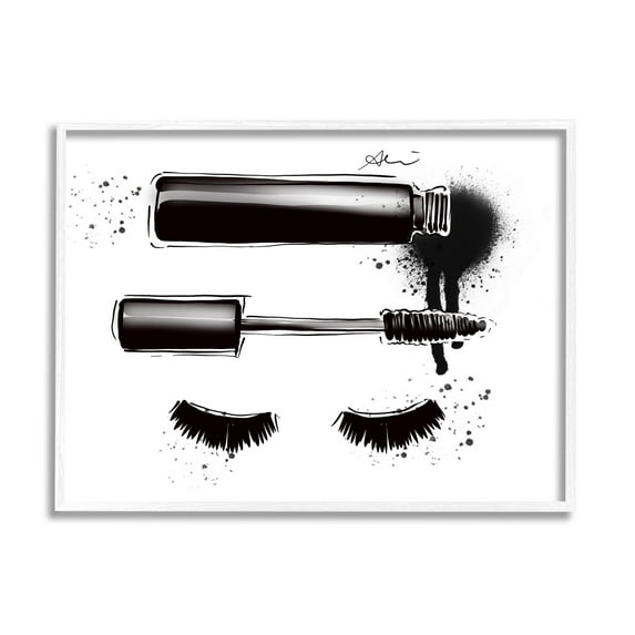 Stupell Industries Glam Mascara Lashes Makeup Graphic Art White Framed Art Print Wall Art, Design by Alison Petrie