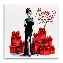 Stupell Industries Glam Merry & Bright Holiday Painting Unframed Art Prints Wall Art, 12 x 12