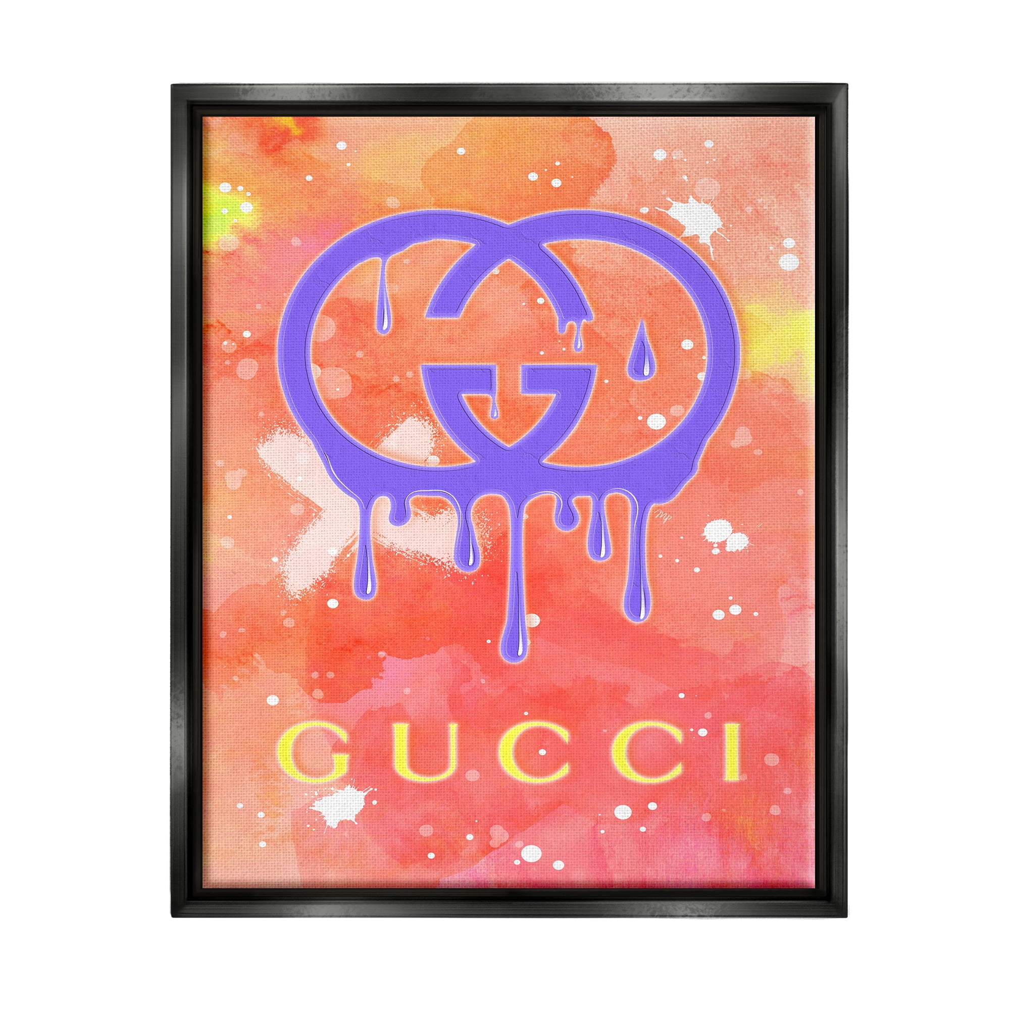 Stupell Industries Glam Modern Paint Drip Typography Painting Black Floater Framed Art Print Wall Art, 17 x 21