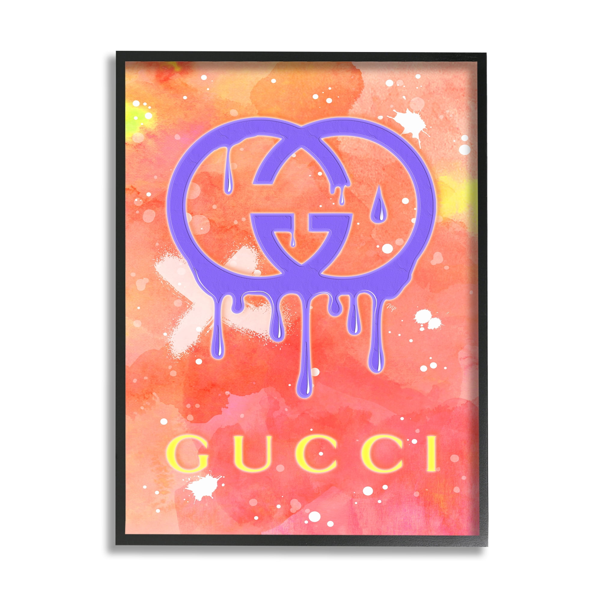 Stupell Industries Glam Modern Paint Drip Typography Painting Black Framed Art Print Wall Art, 24 x 30