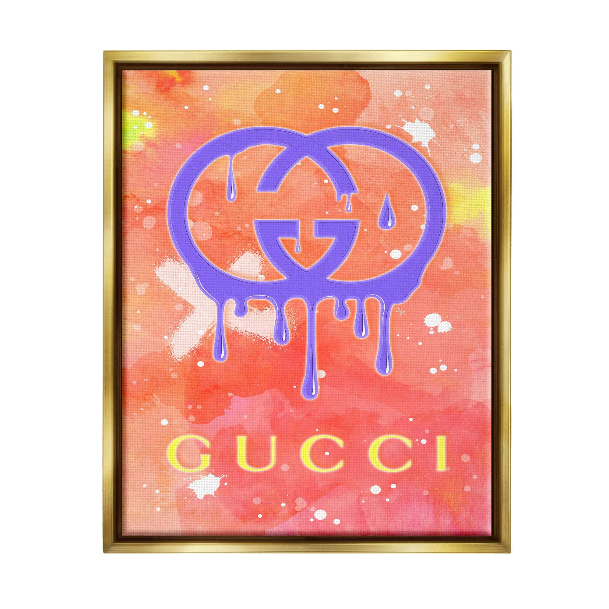 Stupell Industries Glam Modern Paint Drip Typography Painting Gold Floater Framed Art Print Wall Art, 17 x 21