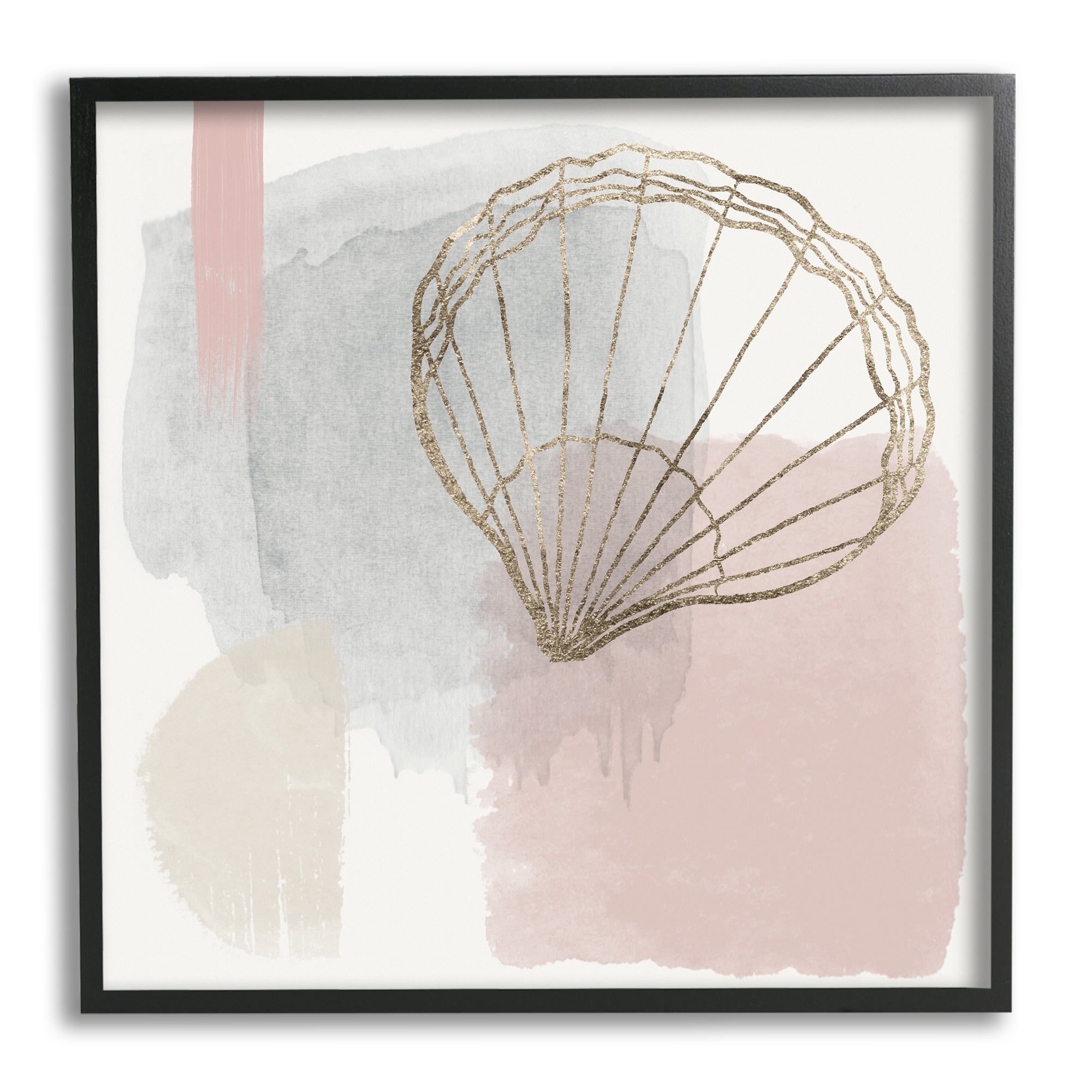 Stupell Industries Glam Modern Seashell Animals & Insects Painting Black Framed Art Print Wall Art, 24 x 24