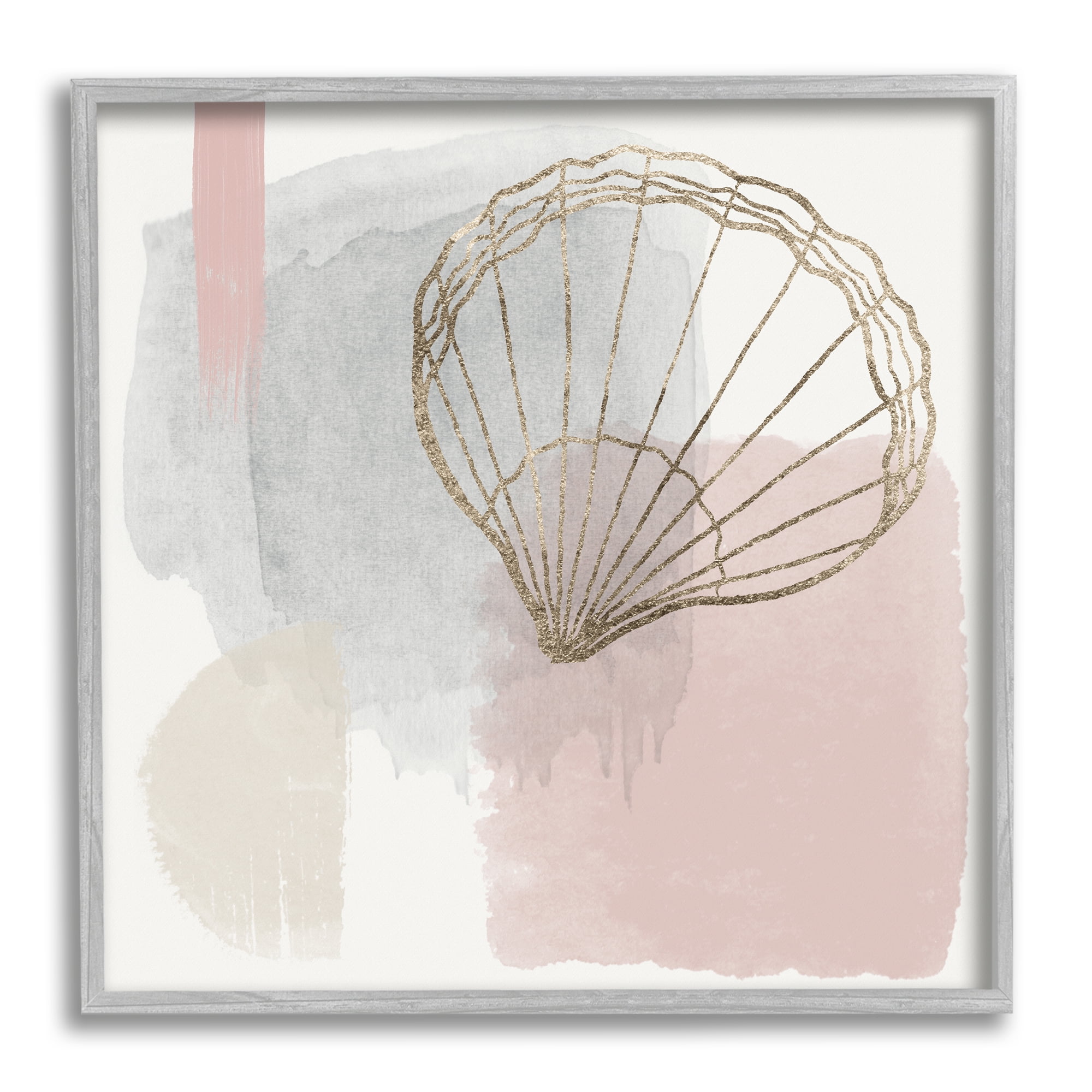 Stupell Industries Glam Modern Seashell Animals & Insects Painting Gray Framed Art Print Wall Art, 17 x 17
