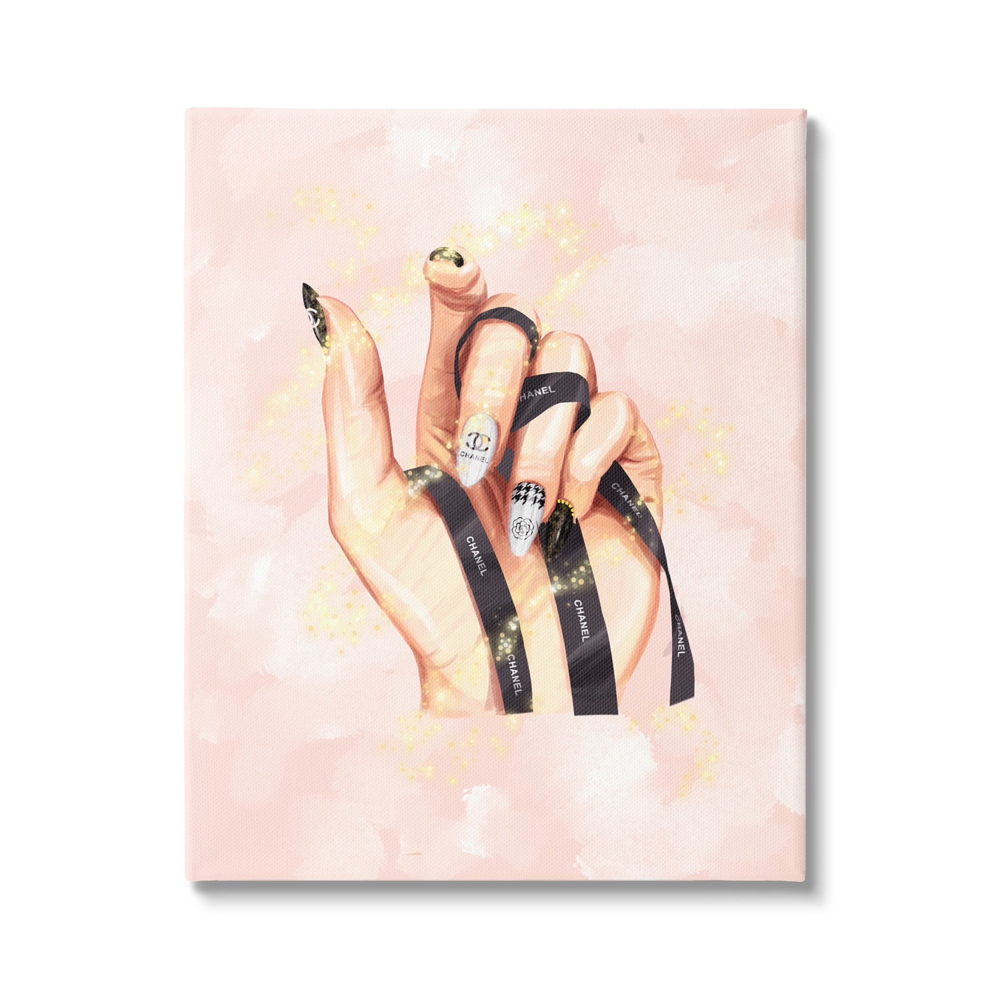 Stupell Industries Glam Nail Polish Hand Fashion Style Stars Canvas Wall Art, 30 x 40, Design by Ziwei Li