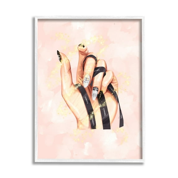 Stupell Industries Glam Nail Polish Hand Fashion Style Stars Framed Wall Art, 24 x 30, Design by Ziwei Li