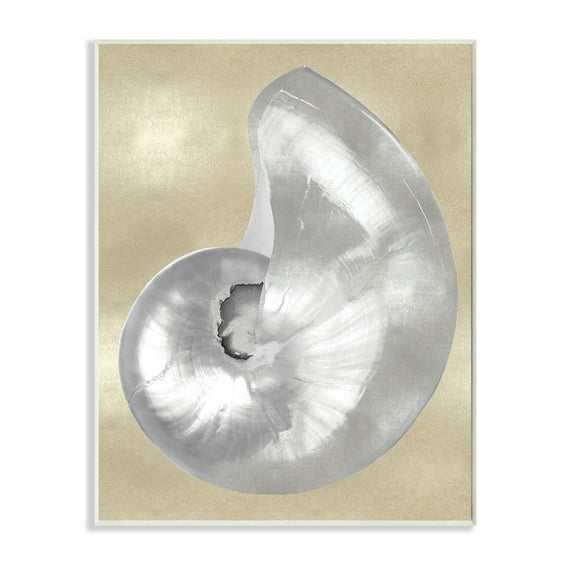 Stupell Industries Glam Nautilus Shell Soft Grey Neutral over Beige Nature Painting Unframed Art Print Wall Art, 13 x 19