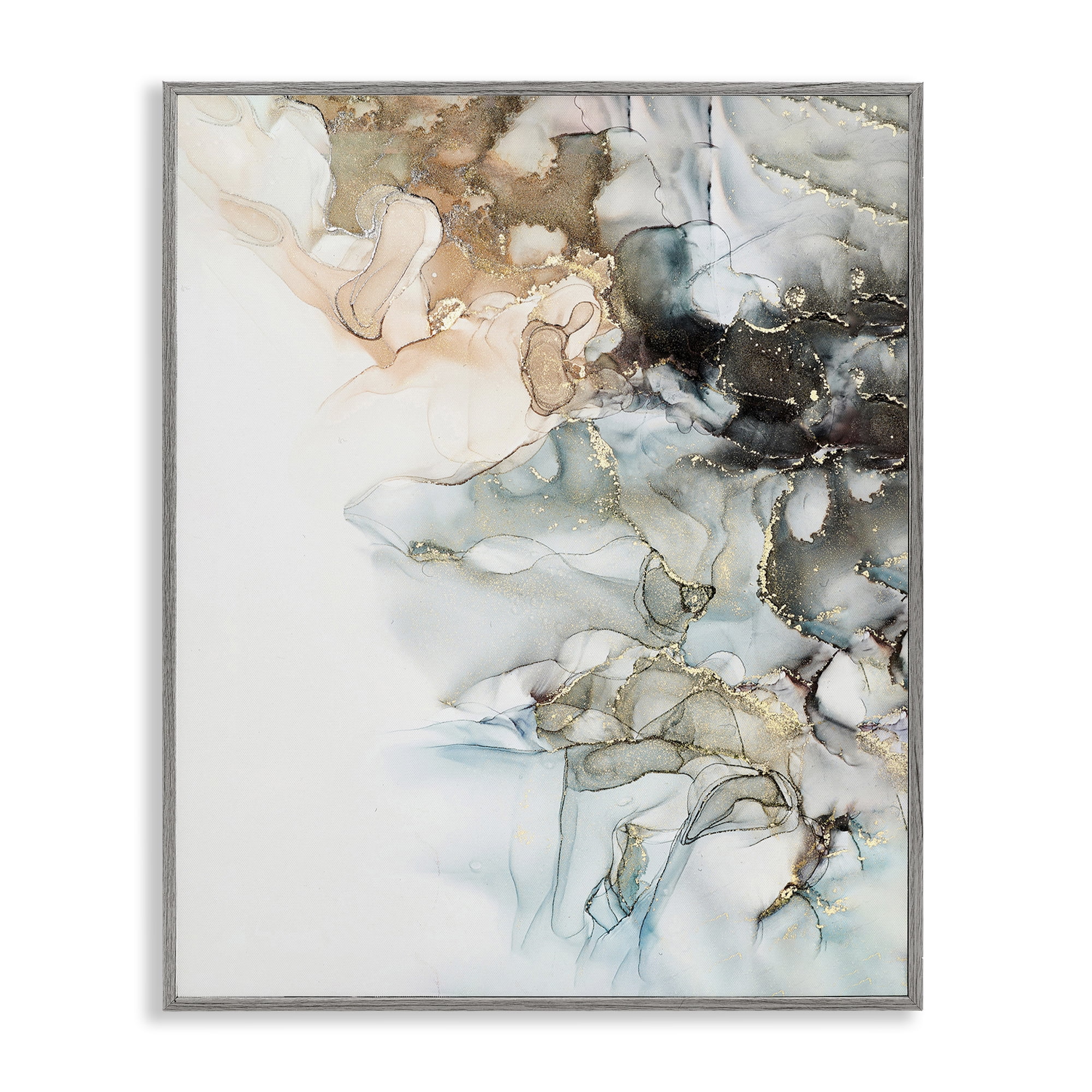 Stupell Industries Glam & Neutral Abstraction Abstract Painting Gray Framed Art Print Wall Art, 11 x 14