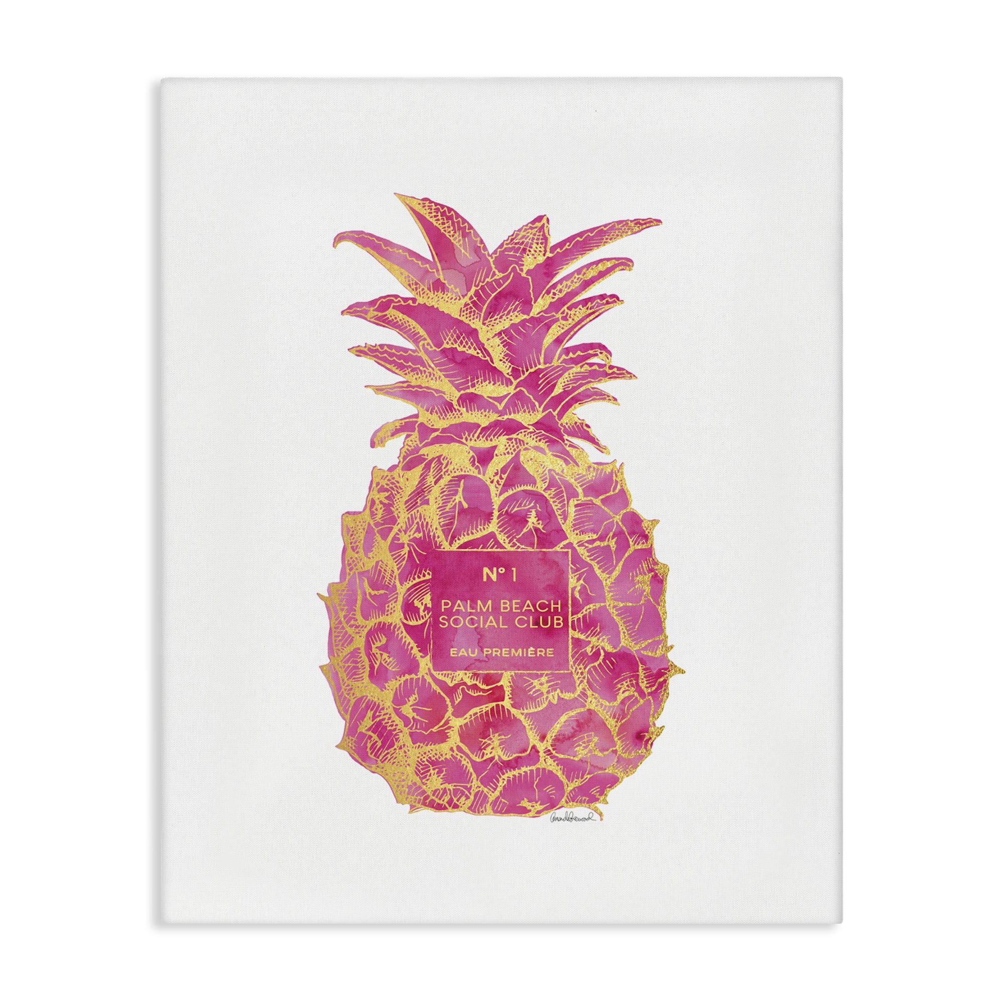 Stupell Industries Glam Ornate Pineapple Food & Beverage Painting Wrapped Canvas Art Print Wall Art, 16 x 20