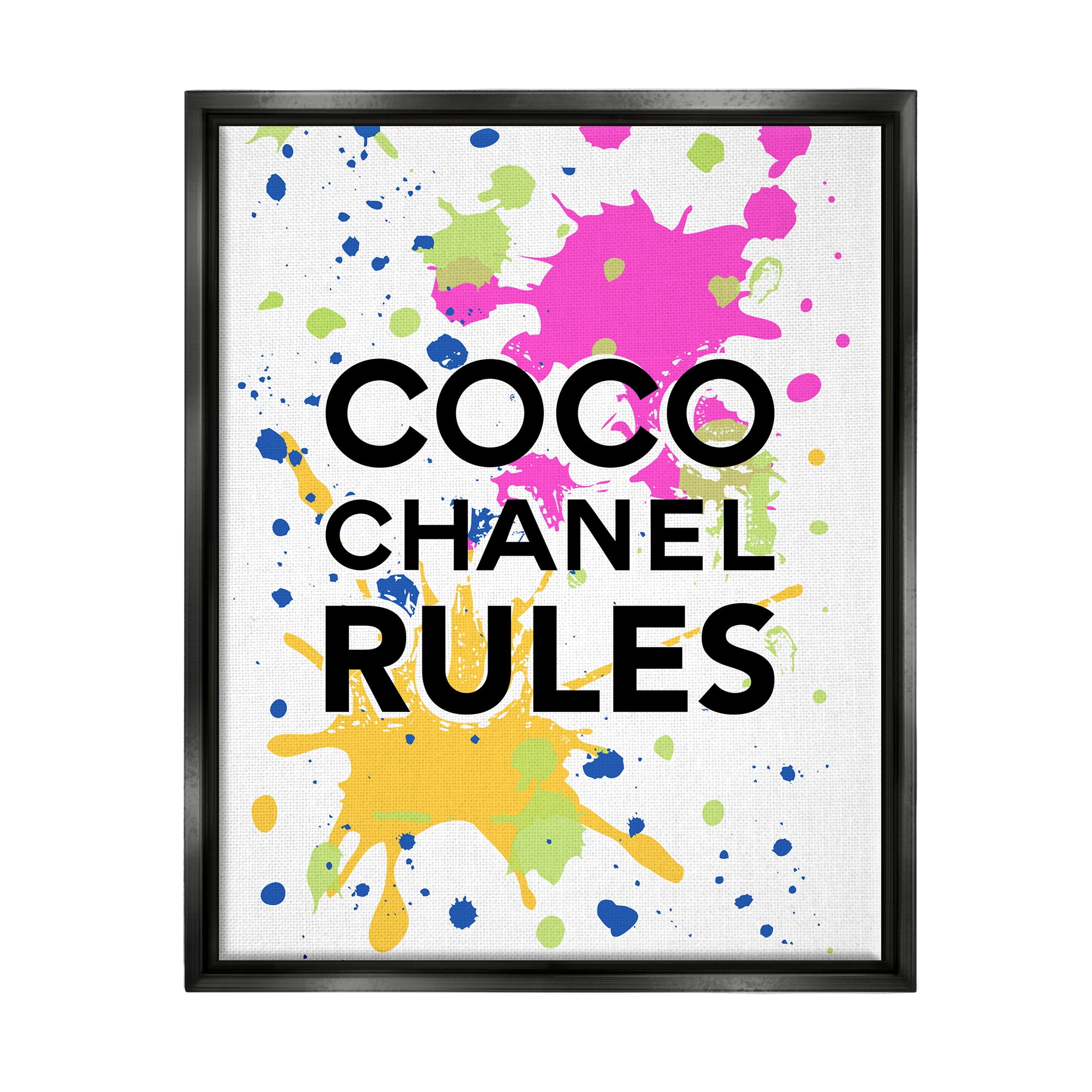 Stupell Industries Glam Paint Splatter Typography Painting Black Floater Framed Art Print Wall Art, 17 x 21