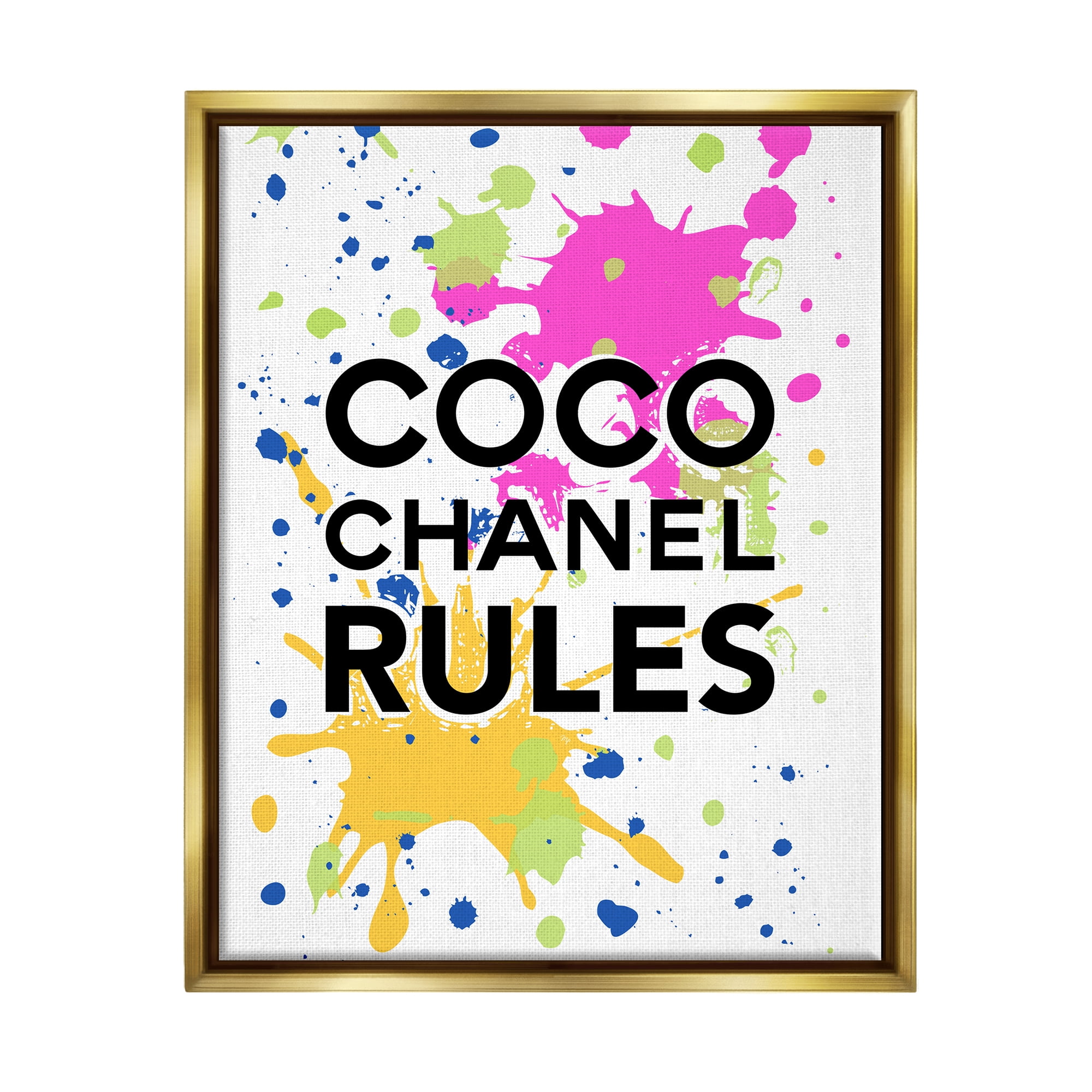 Stupell Industries Glam Paint Splatter Typography Painting Gold Floater Framed Art Print Wall Art, 25 x 31