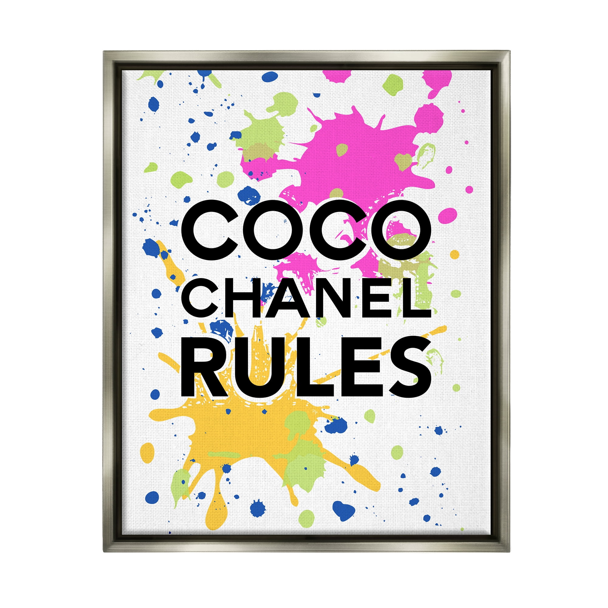 Stupell Industries Glam Paint Splatter Typography Painting Gray Floater Framed Art Print Wall Art, 25 x 31