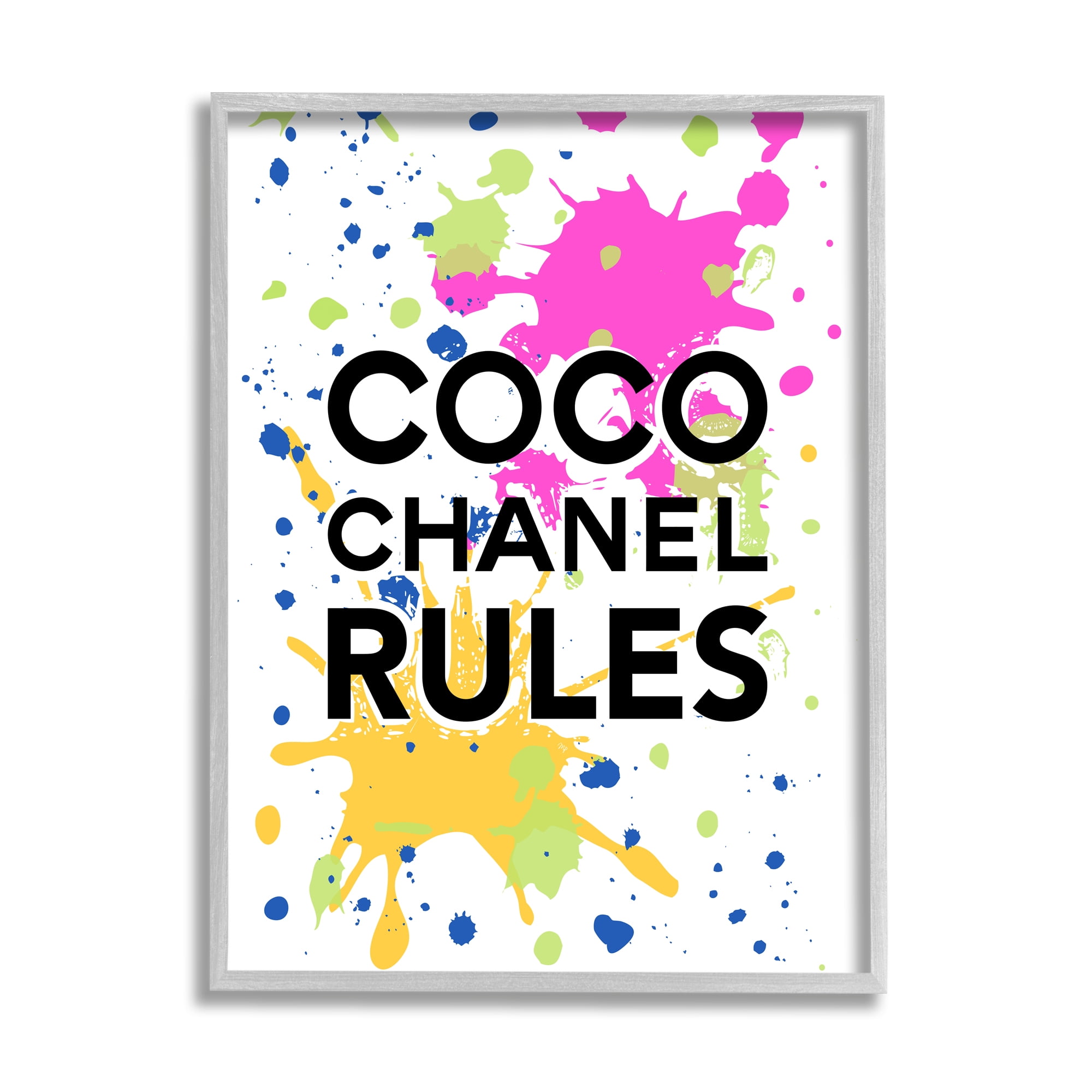 Stupell Industries Glam Paint Splatter Typography Painting Gray Framed Art Print Wall Art, 11 x 14