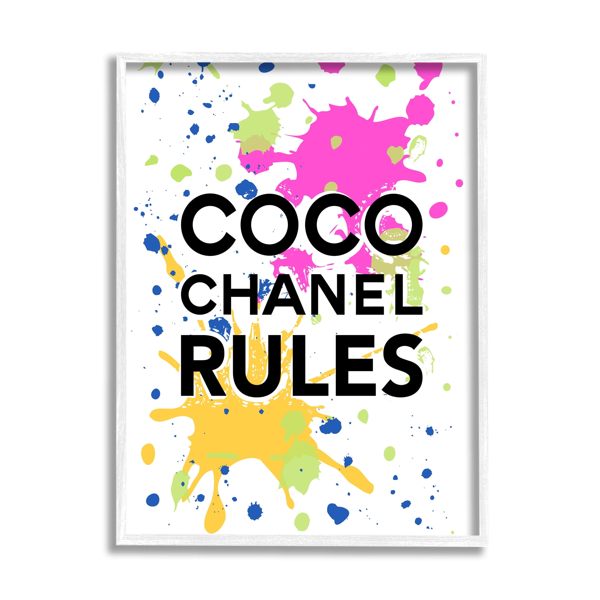 Stupell Industries Glam Paint Splatter Typography Painting White Framed Art Print Wall Art, 24 x 30