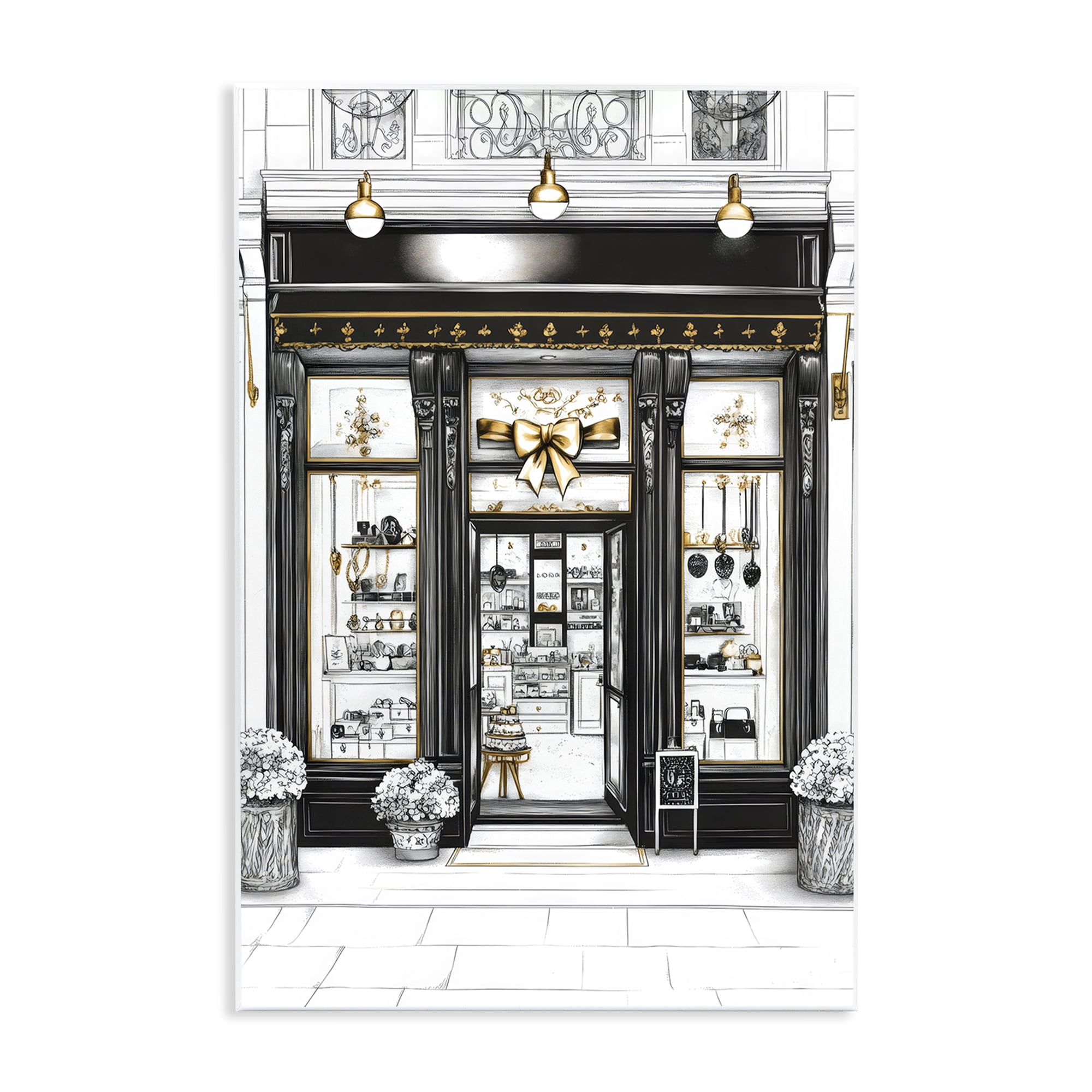 Stupell Industries Glam Paris Shop Facade Wall Plaque Art, design by Petal Prints Design