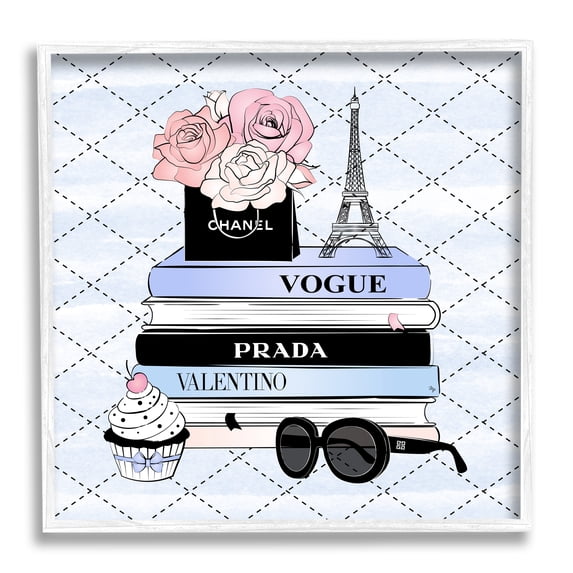 Stupell Industries Glam Parisian Patterned Beauty & Fashion Painting White Framed Art Print Wall Art, 12 x 12
