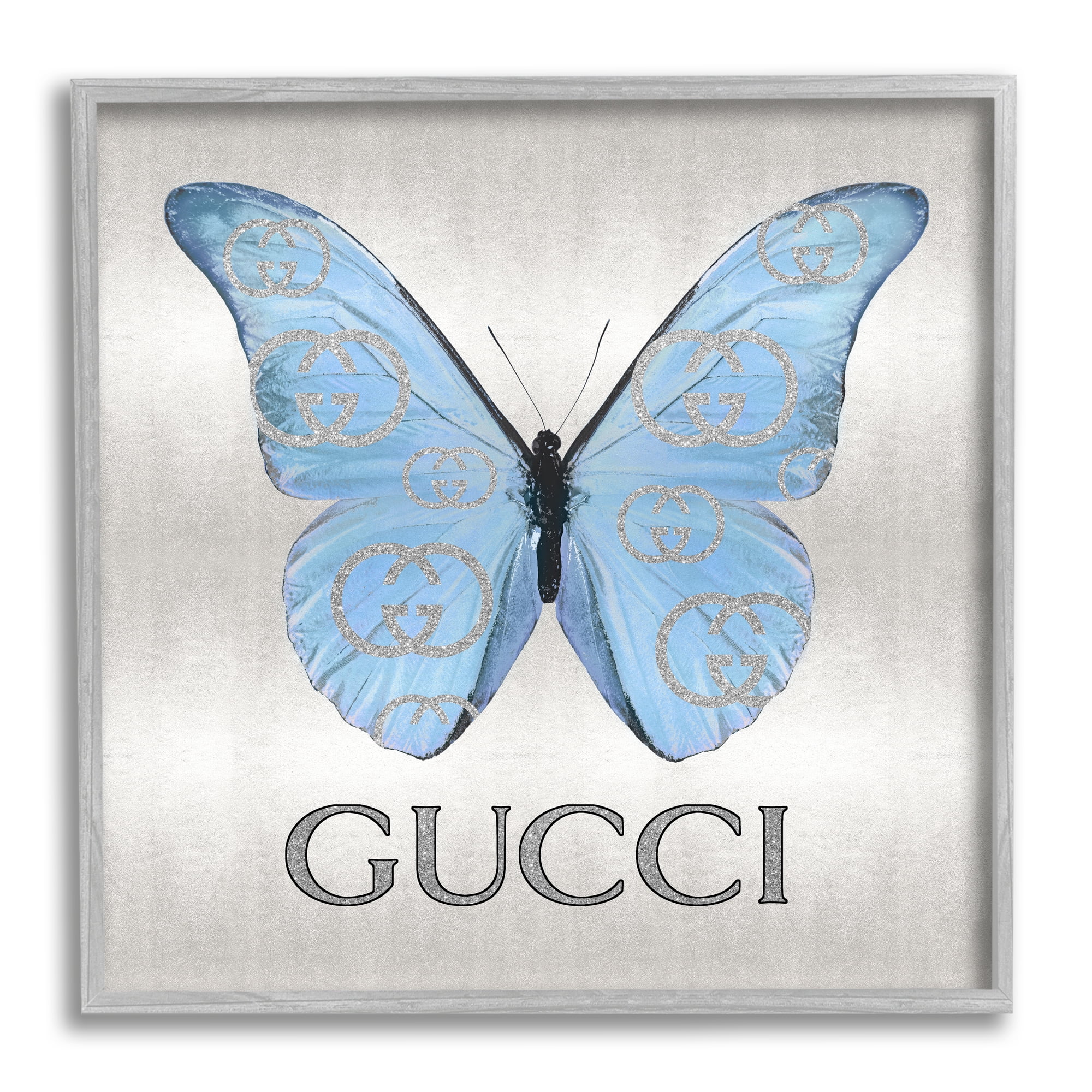Stupell Industries Glam Patterned Butterfly Animals & Insects Painting Gray Framed Art Print Wall Art, 12 x 12