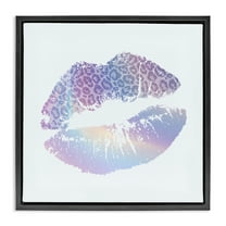 Stupell Industries Glam Patterned Kiss Fashion Painting Black Floater Framed Canvas Art Print Wall Art, 18 x 18