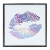 Stupell Industries Glam Patterned Kiss Fashion Painting Black Framed Art Print Wall Art, 12 x 12