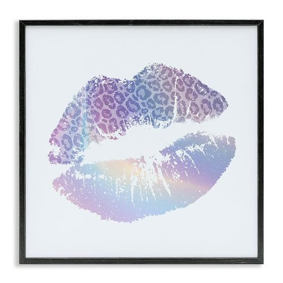 Stupell Industries Glam Patterned Kiss Fashion Painting Black Framed Art Print Wall Art, 24 x 24