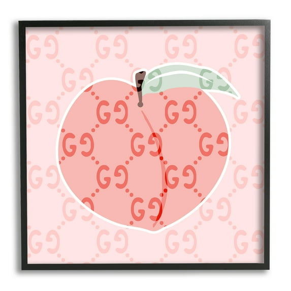 Stupell Industries Glam Patterned Peach Food & Beverage Painting Black Framed Art Print Wall Art, 17 x 17