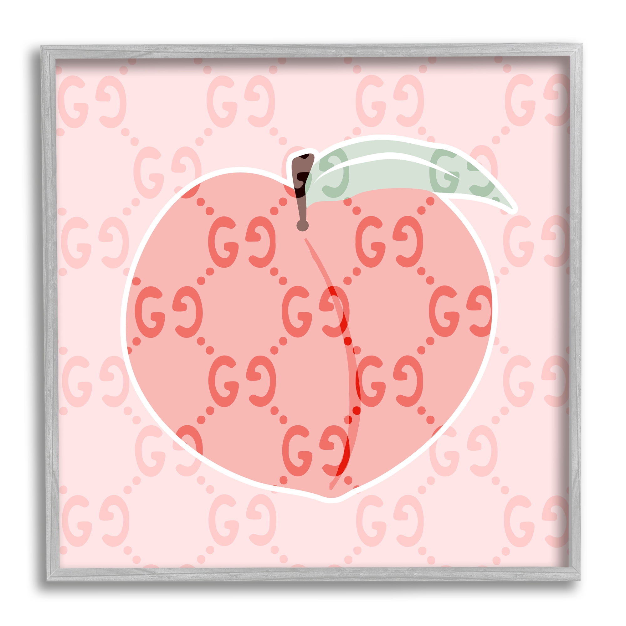 Stupell Industries Glam Patterned Peach Food & Beverage Painting Gray Framed Art Print Wall Art, 12 x 12