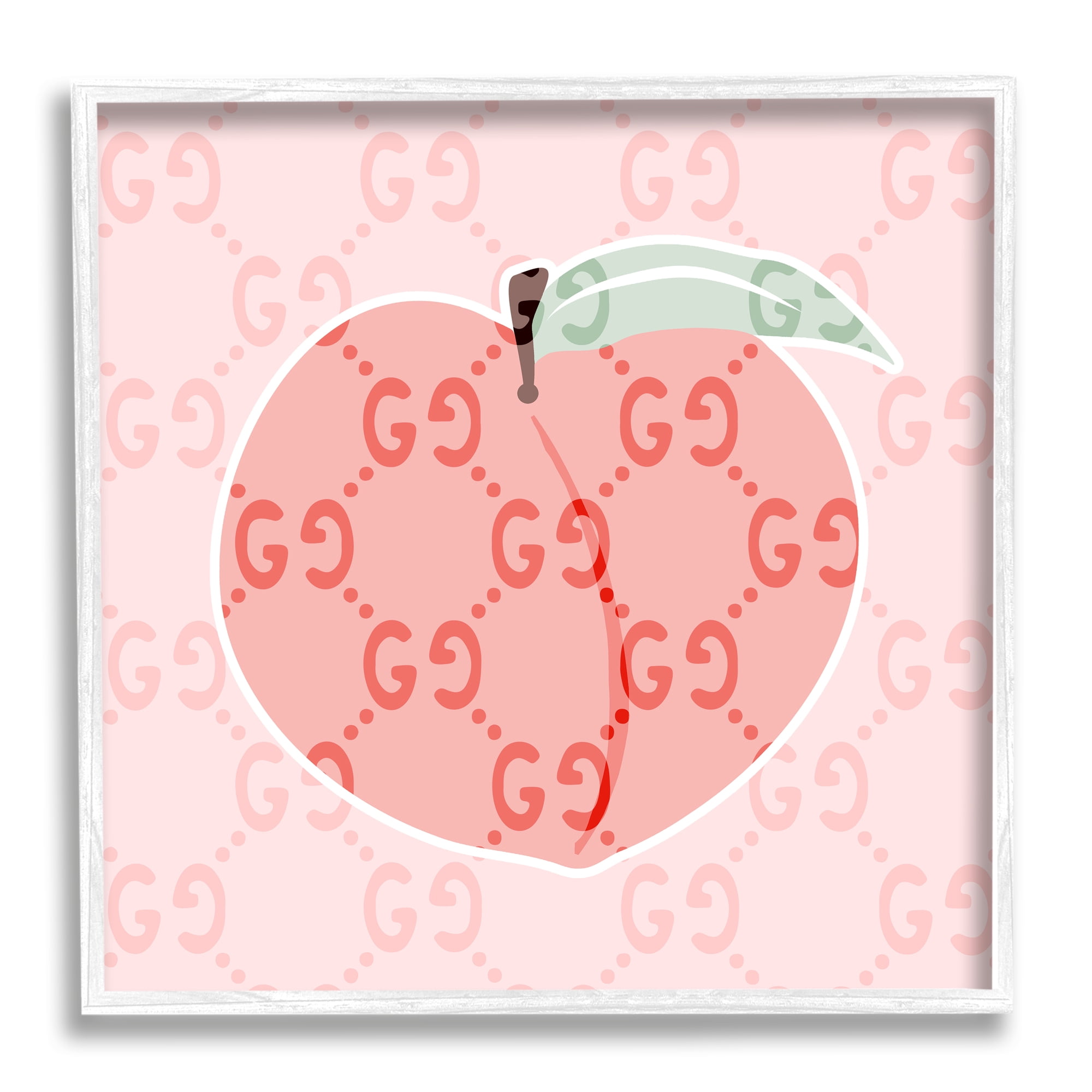 Stupell Industries Glam Patterned Peach Food & Beverage Painting White Framed Art Print Wall Art, 24 x 24