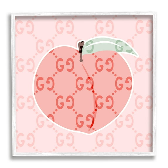 Stupell Industries Glam Patterned Peach Food & Beverage Painting White Framed Art Print Wall Art, 24 x 24