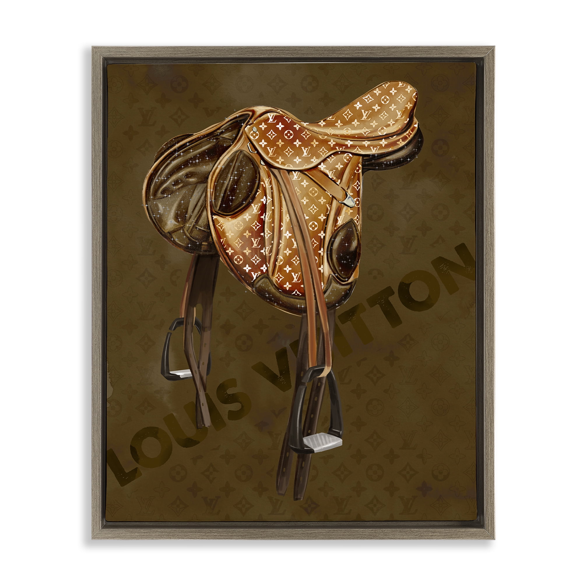 Stupell Industries Glam Patterned Saddle Beauty & Fashion Painting Brown Floater Framed Art Print Wall Art, 25 x 31