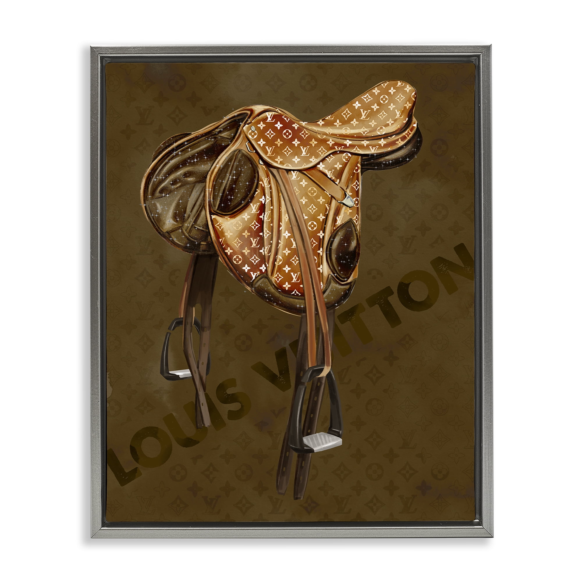 Stupell Industries Glam Patterned Saddle Beauty & Fashion Painting Gray Floater Framed Art Print Wall Art, 25 x 31