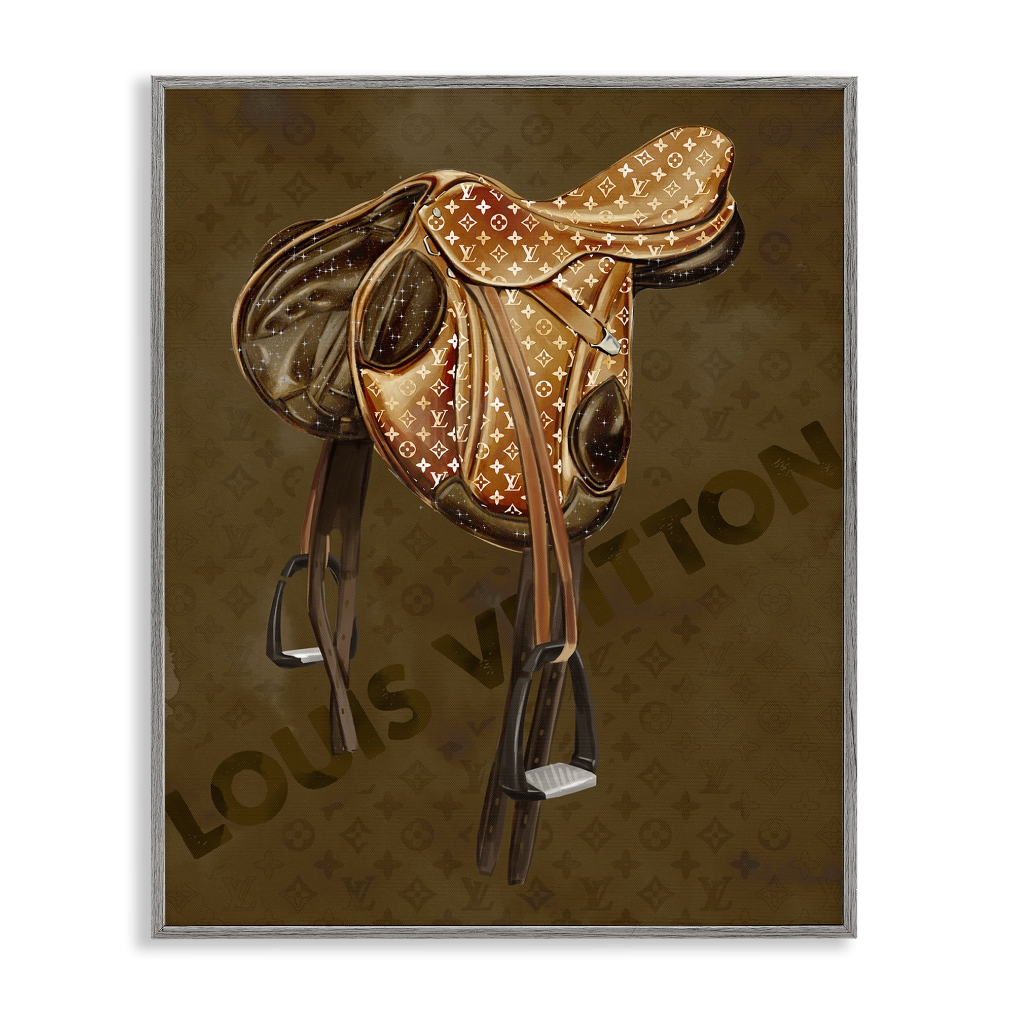 Stupell Industries Glam Patterned Saddle Beauty & Fashion Painting Gray Framed Art Print Wall Art, 11 x 14