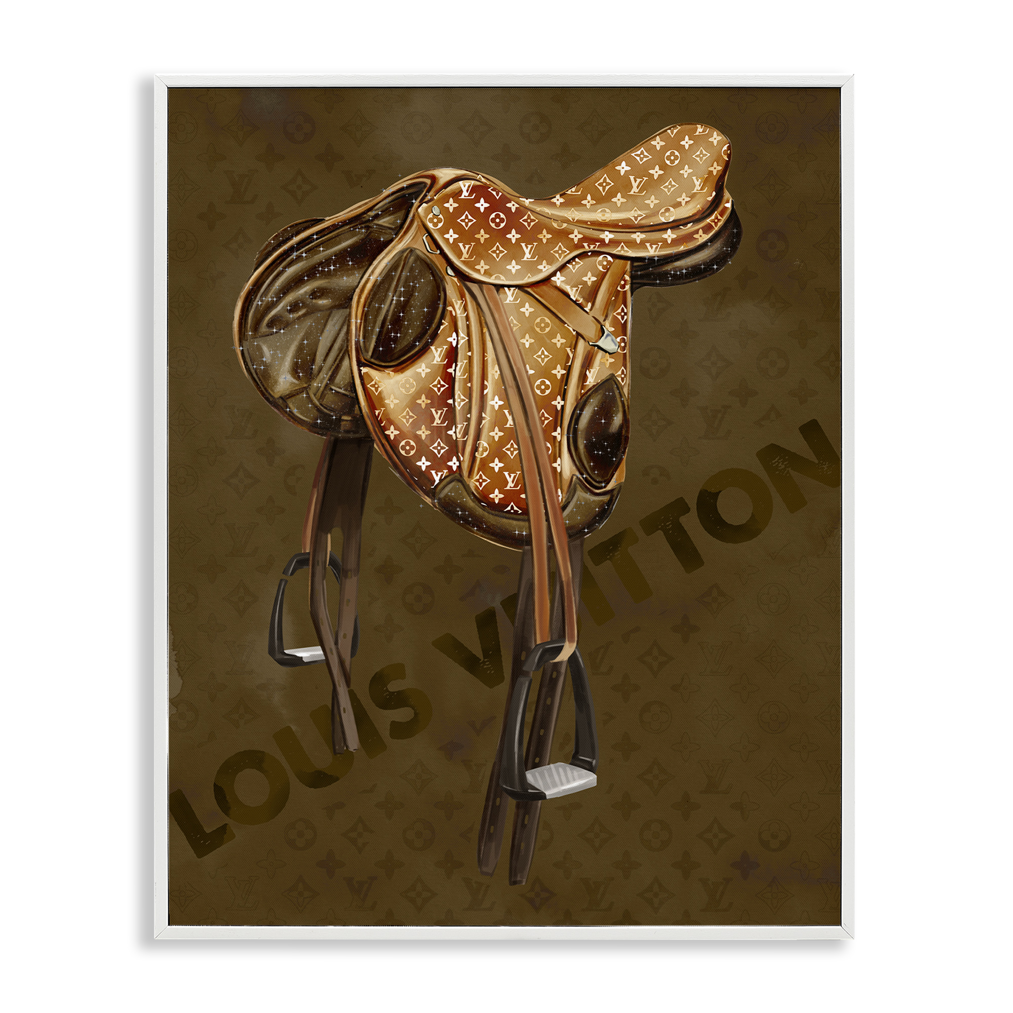 Stupell Industries Glam Patterned Saddle Beauty & Fashion Painting White Framed Art Print Wall Art, 11 x 14