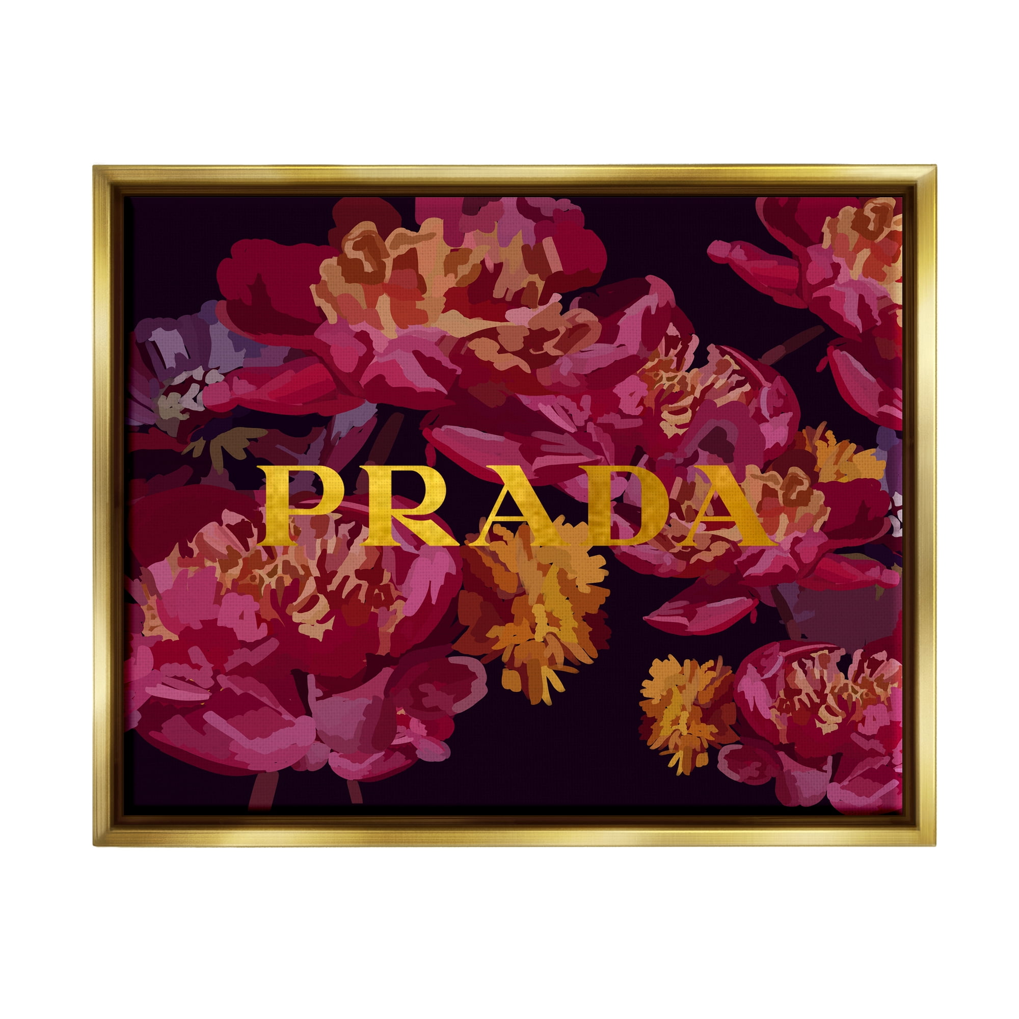 Stupell Industries Glam Peonies Pattern Botanical & Floral Painting Gold Floater Framed Canvas Art Print Wall Art, 21 x 17