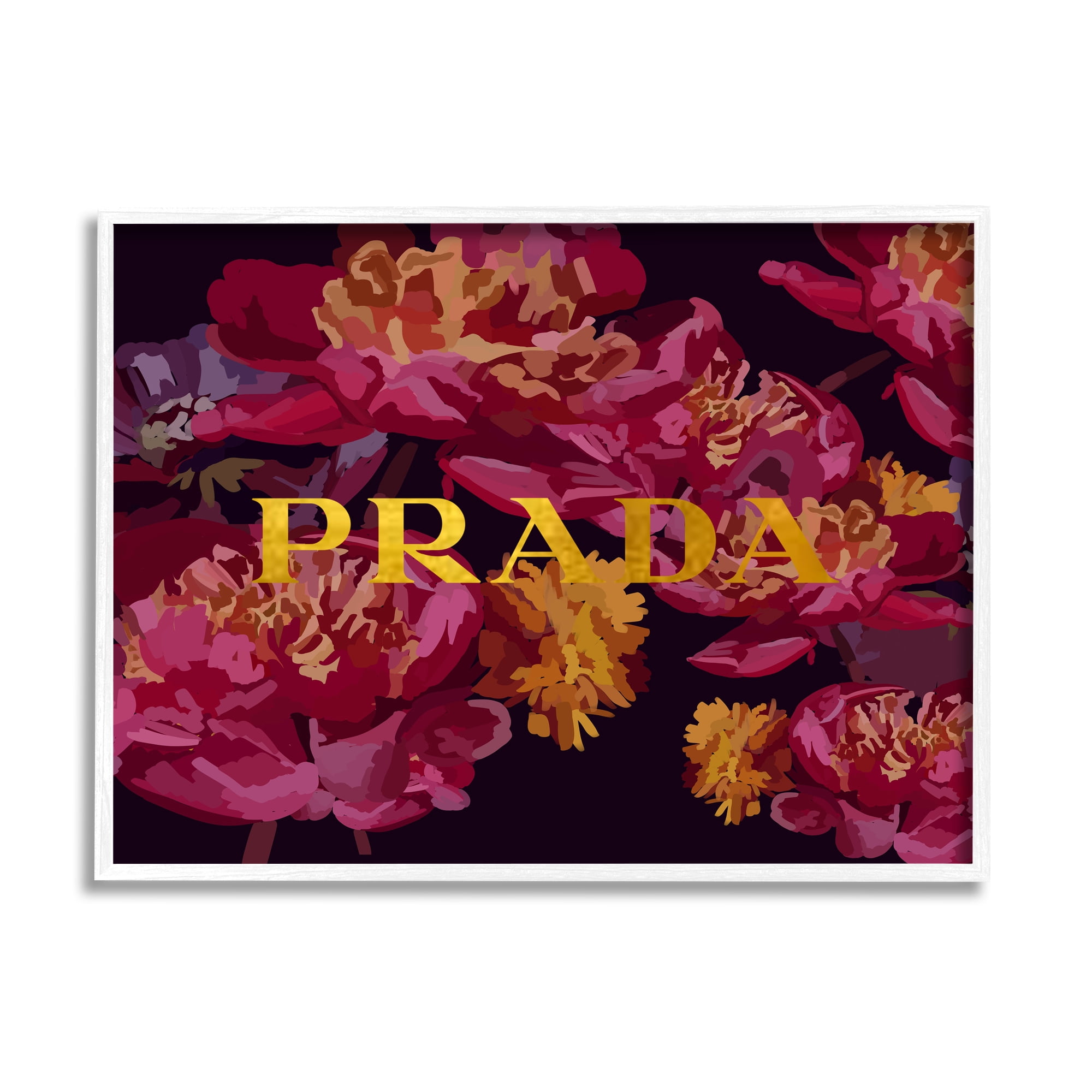 Stupell Industries Glam Peonies Pattern Botanical & Floral Painting White Framed Art Print Wall Art, 20 x 16