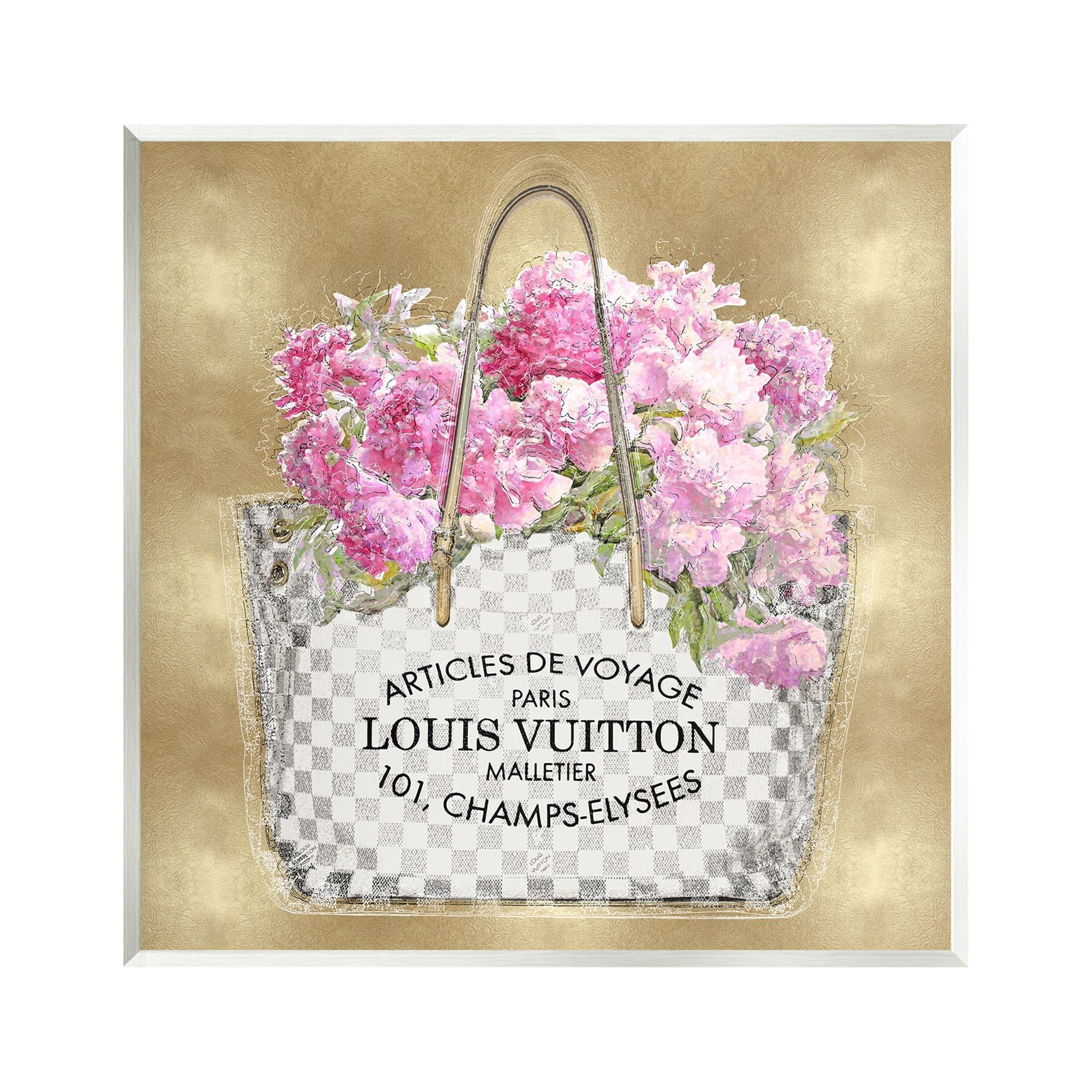 Stupell Industries Glam Peony Purse Botanical & Floral Painting Unframed Art Print Wall Art, 12 x 12