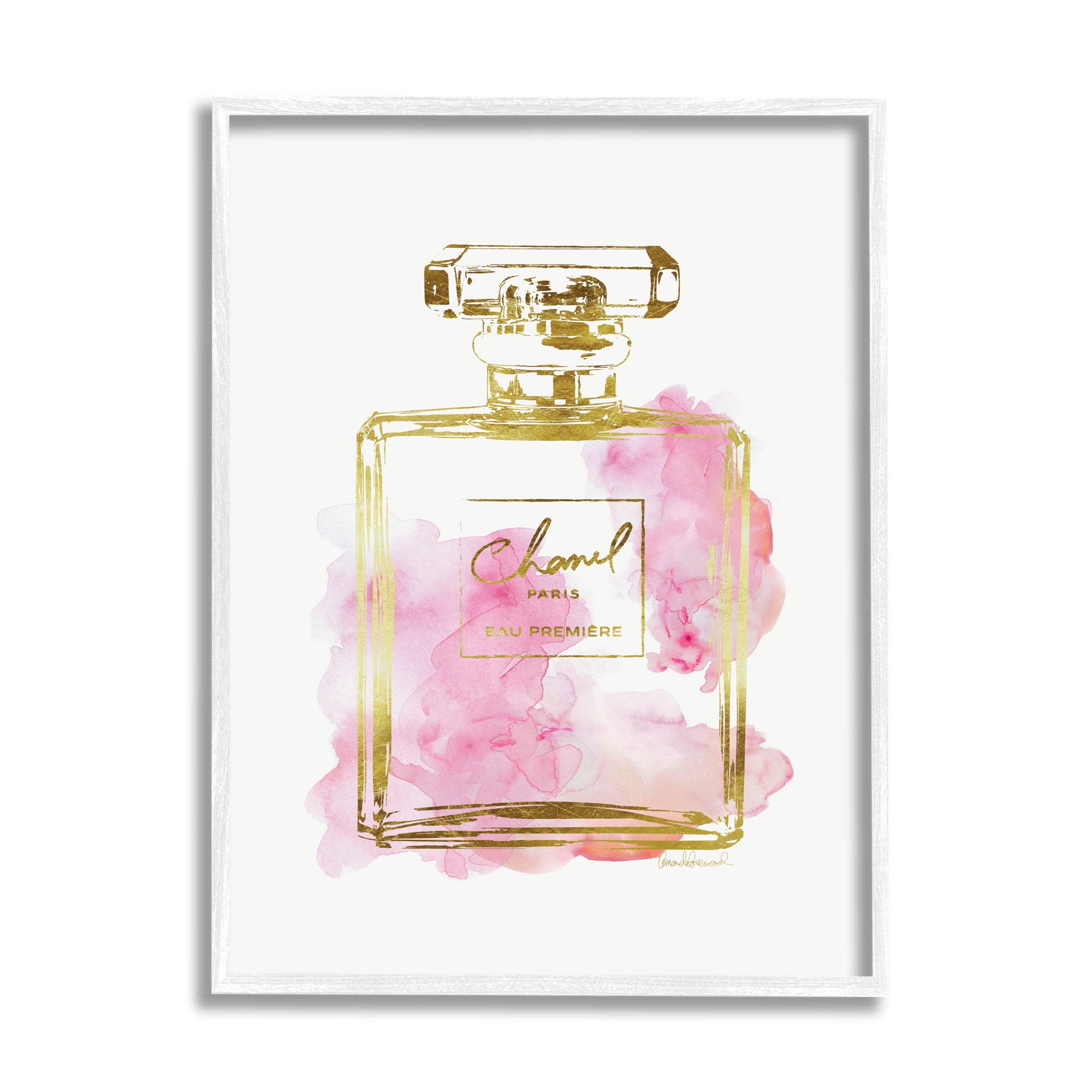 Stupell Industries Glam Perfume Bottle Gold Pink, 16 x 20,Design by Amanda  Greenwood 