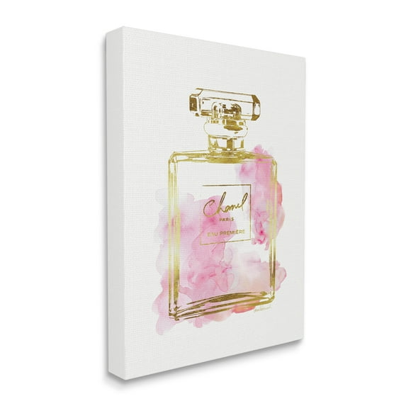 Stupell Industries Glam Perfume Bottle Gold Pink Canvas Wall Art