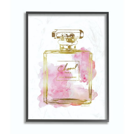 Stupell Industries Glam Perfume Bottle Gold Pink Framed Wall Art by Amanda Greenwood