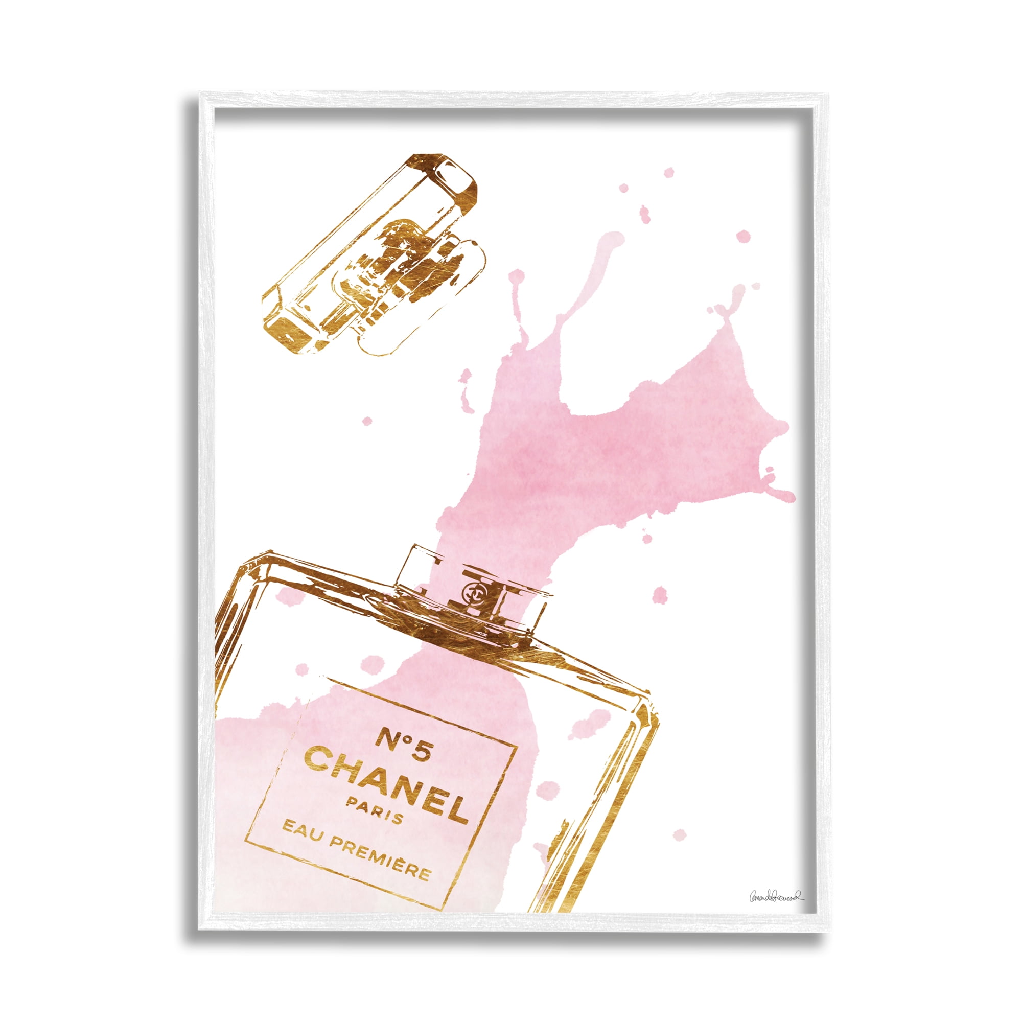 Stupell Industries Glam Perfume Bottle Splash Pink Gold, 16 x 20,Design by Amanda Greenwood