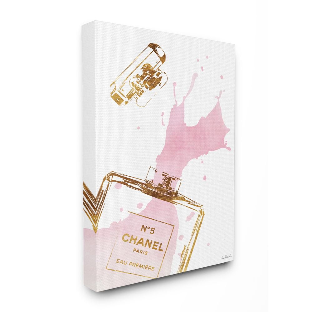 Stupell Industries Glam Perfume Bottle Splash Pink Gold Canvas Wall Art by Amanda Greenwood
