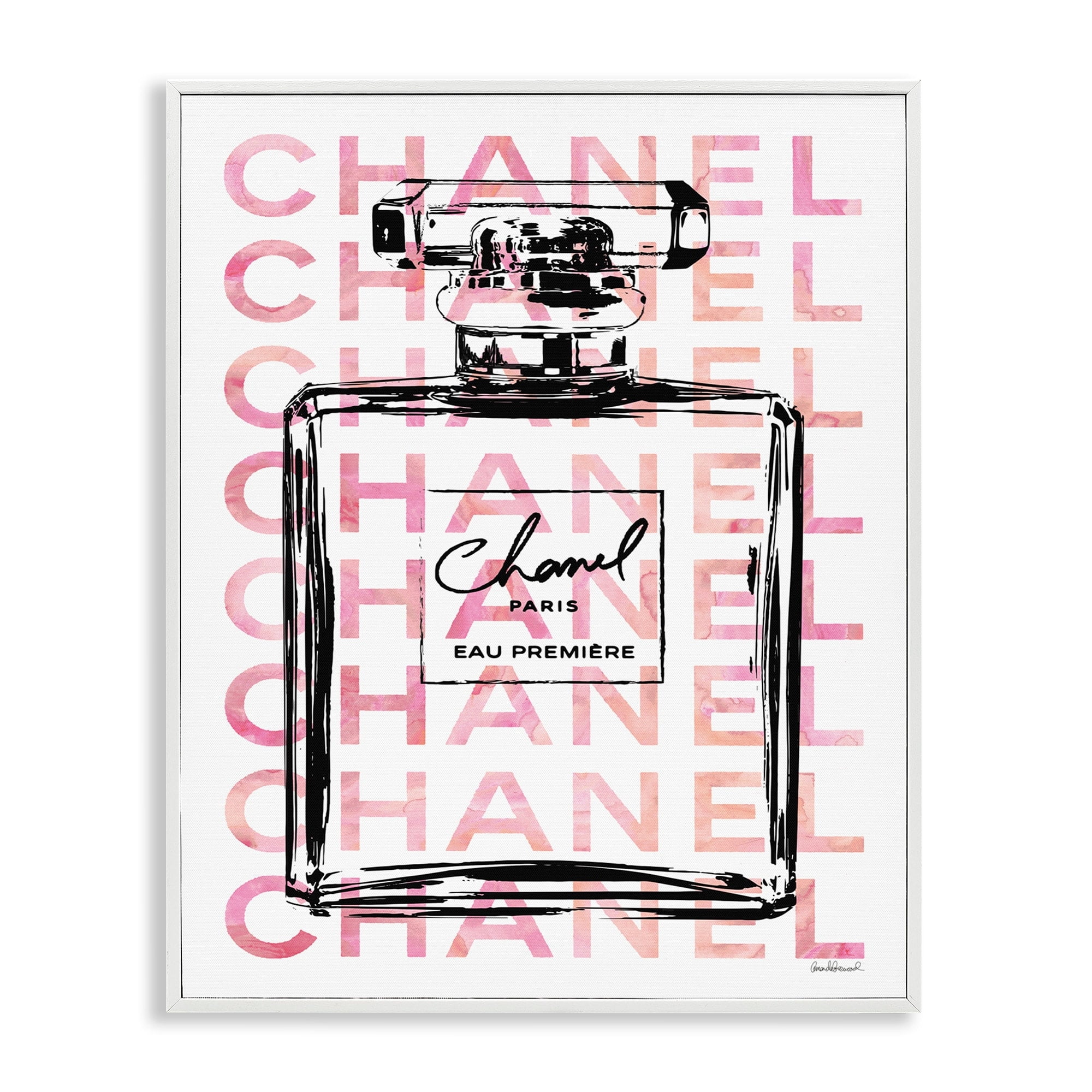 Stupell Industries Glam Perfume Bottle With Words Pink Black, 16 x 20,Design by Amanda Greenwood