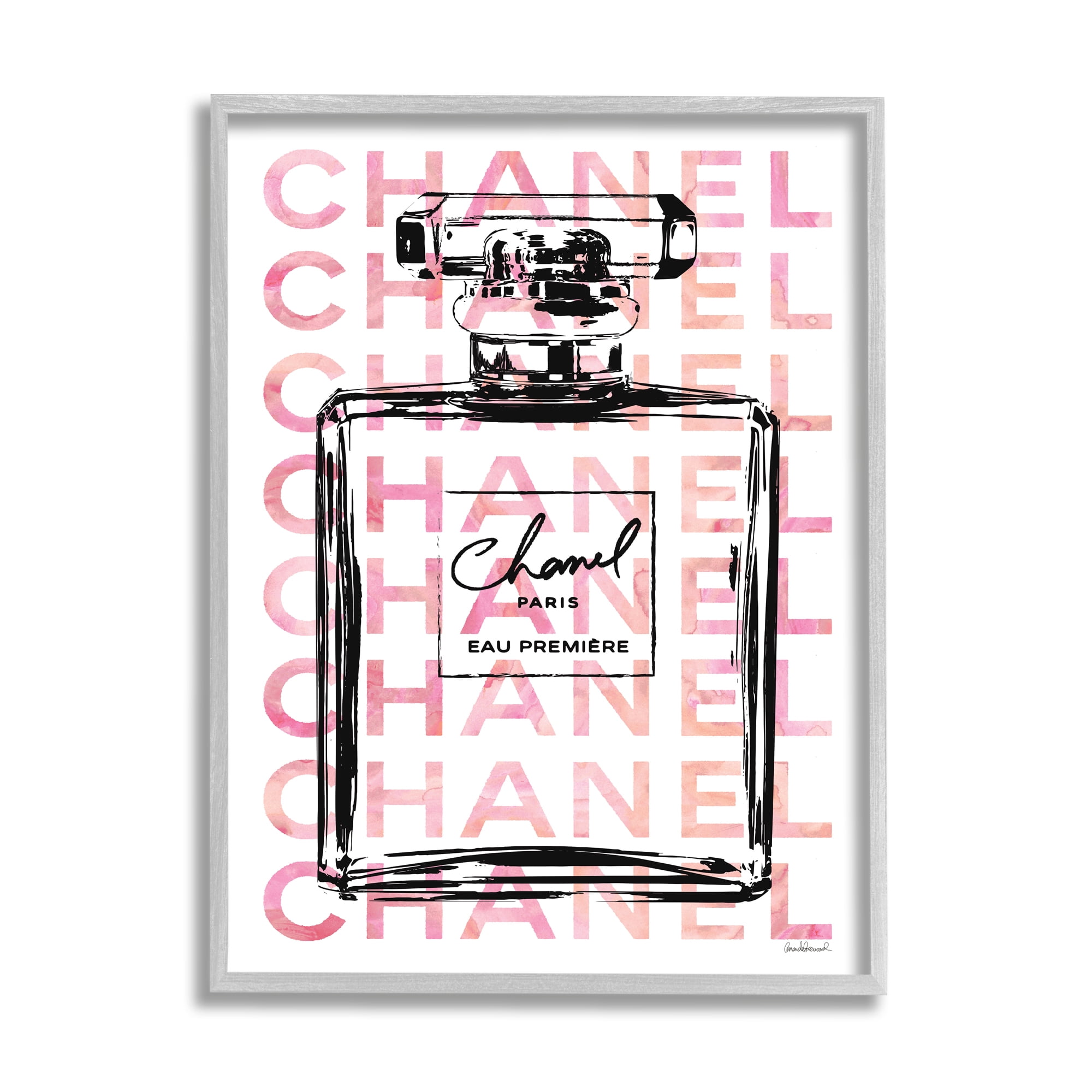 Stupell Industries Glam Perfume Bottle With Words Pink Black, 24 x 30,Design by Amanda Greenwood