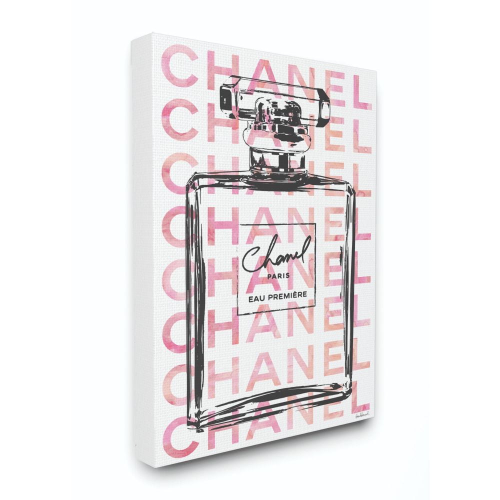 Stupell Industries Glam Perfume Bottle With Words Pink Black Canvas Wall Art by Amanda Greenwood