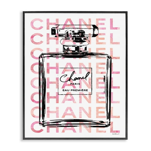Stupell Industries Glam Perfume Bottle With Words Pink Black Framed Wall Art by Amanda Greenwood