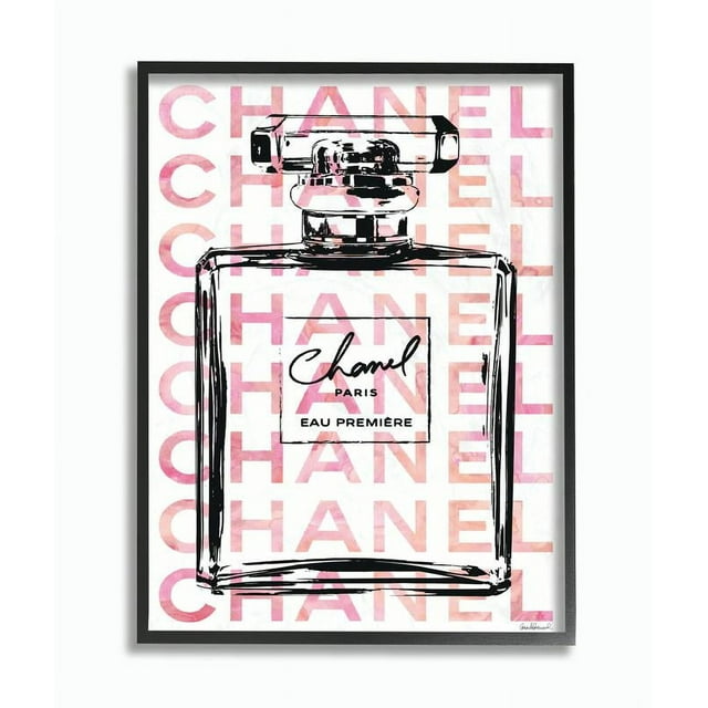 Stupell Industries Glam Perfume Bottle With Words Pink Black Framed Wall Art by Amanda Greenwood