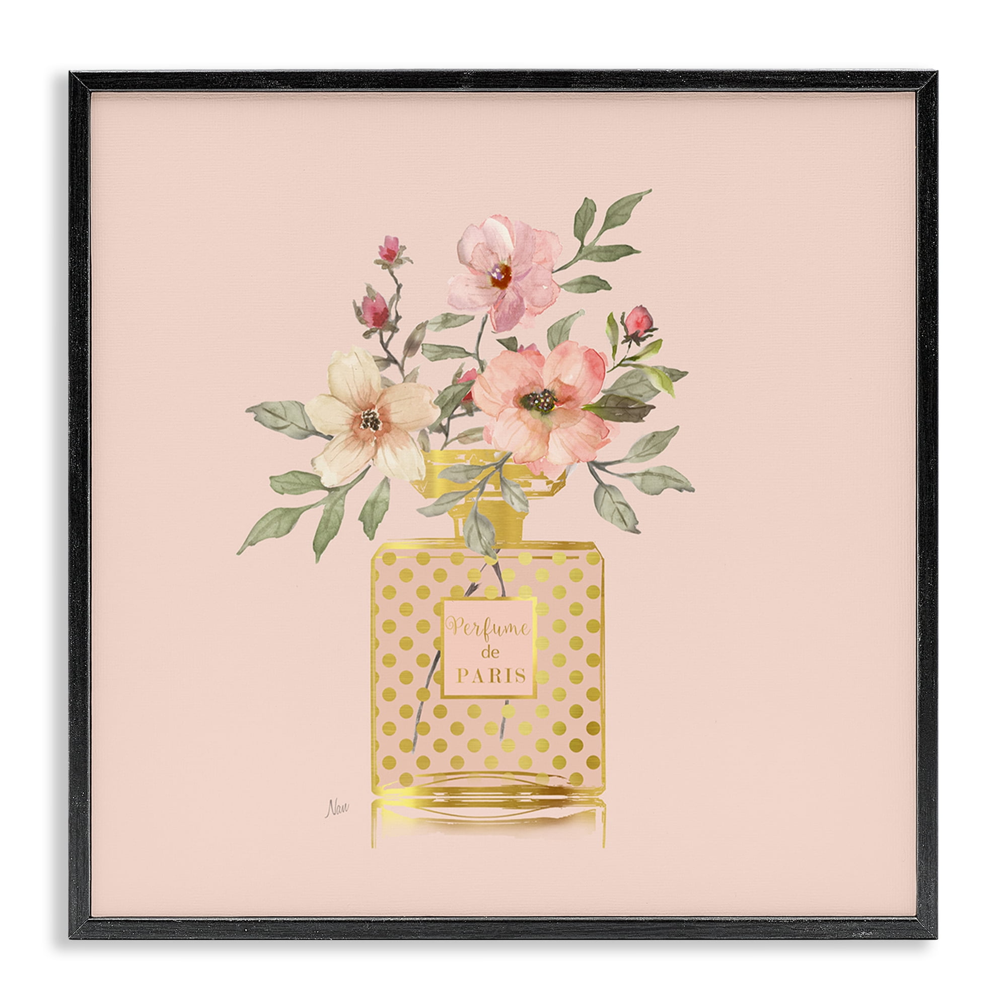 Stupell Industries Glam Perfume Bouquet Botanical & Floral Painting Black Framed Art Print Wall Art, 17 x 17